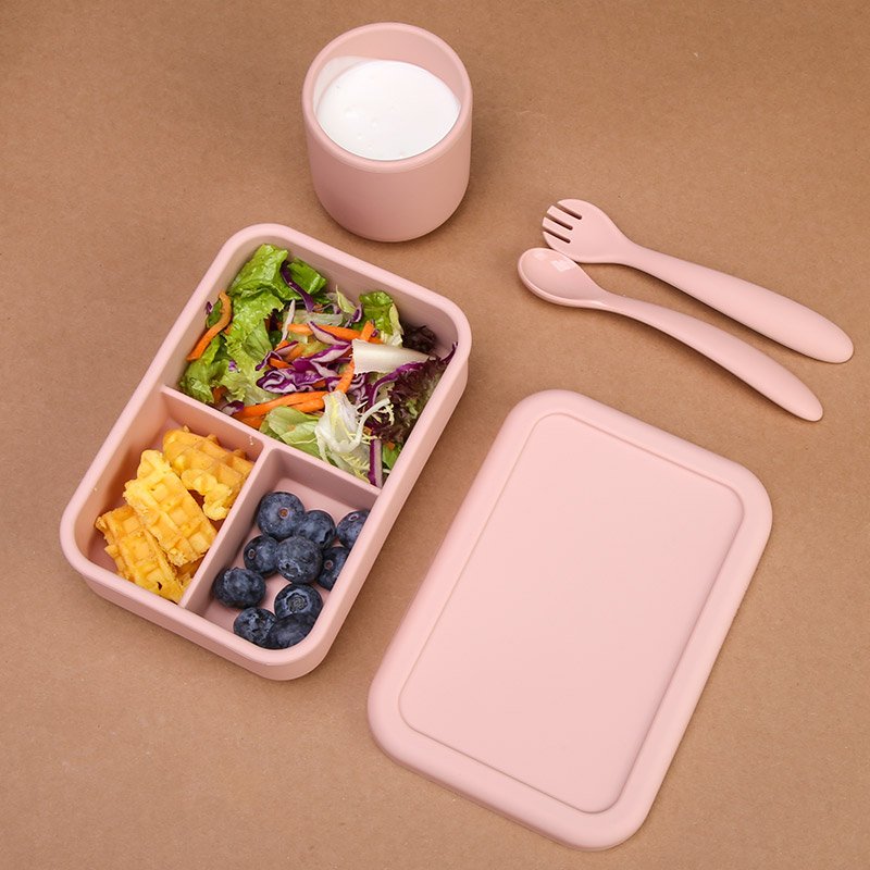 Custom Food Grade Bpa Free Silicon Kid Snack Food Storage Container Leakproof Salad Silicone Lunch Bento Box Safe