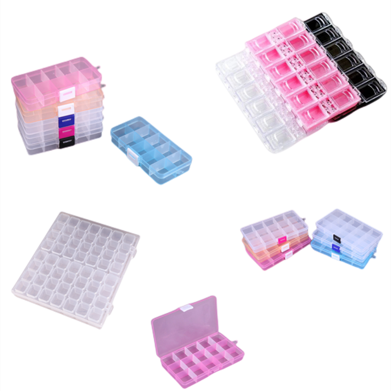 6/10/12/15/24/28/36 Grids Removable Plastic Transparent Organizer Jewel Bead Case Cover Container Storage Box for Jewelry Pill