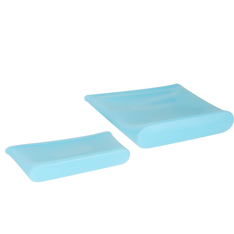 Food Storage Bag Reusable Eco-friendly Leakproof Self-seal Food Bag Hot Sale BPA Free Silicone Minimalist Opp Bag Blue Rectangle
