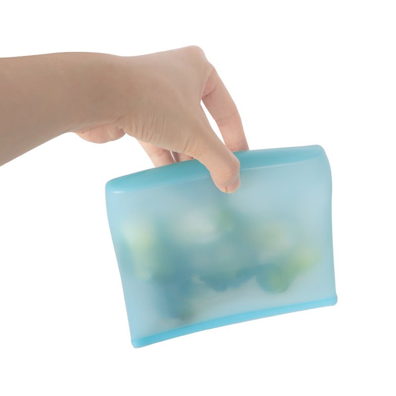 Food Storage Bag Reusable Eco-friendly Leakproof Self-seal Food Bag Hot Sale BPA Free Silicone Minimalist Opp Bag Blue Rectangle