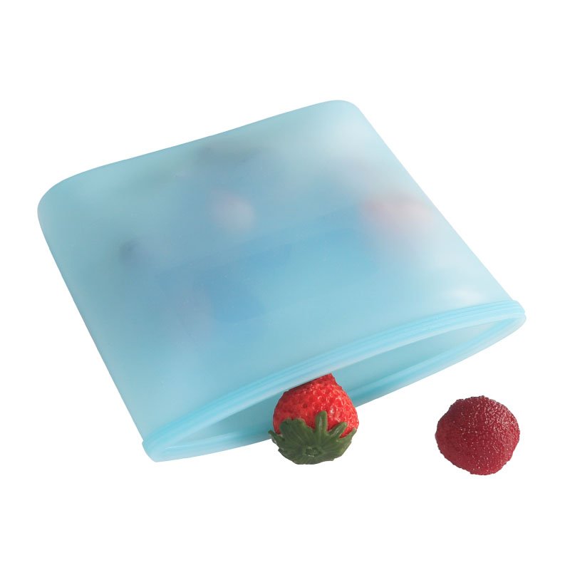 Food Storage Bag Reusable Eco-friendly Leakproof Self-seal Food Bag Hot Sale BPA Free Silicone Minimalist Opp Bag Blue Rectangle