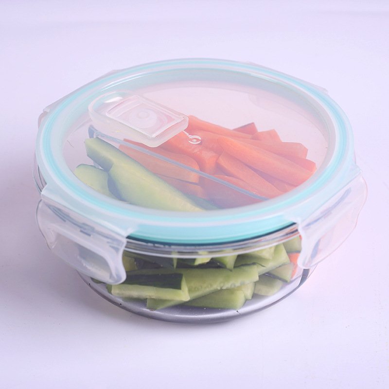 Custom High Borosilicate Heat-Resistant Glass Preservation Bowl Microwave Compartments Lunch Box Food Storage Container