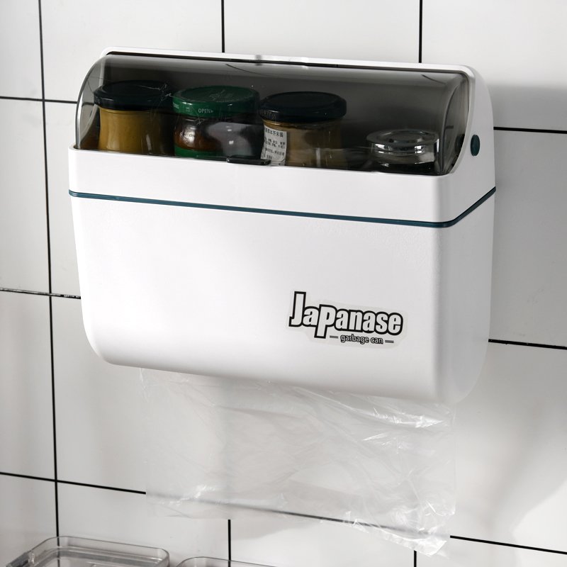 Self Adhesive Wall Mounted Storage Box With Tissue Box Paper Towel Dispenser For Kitchen Bathroom