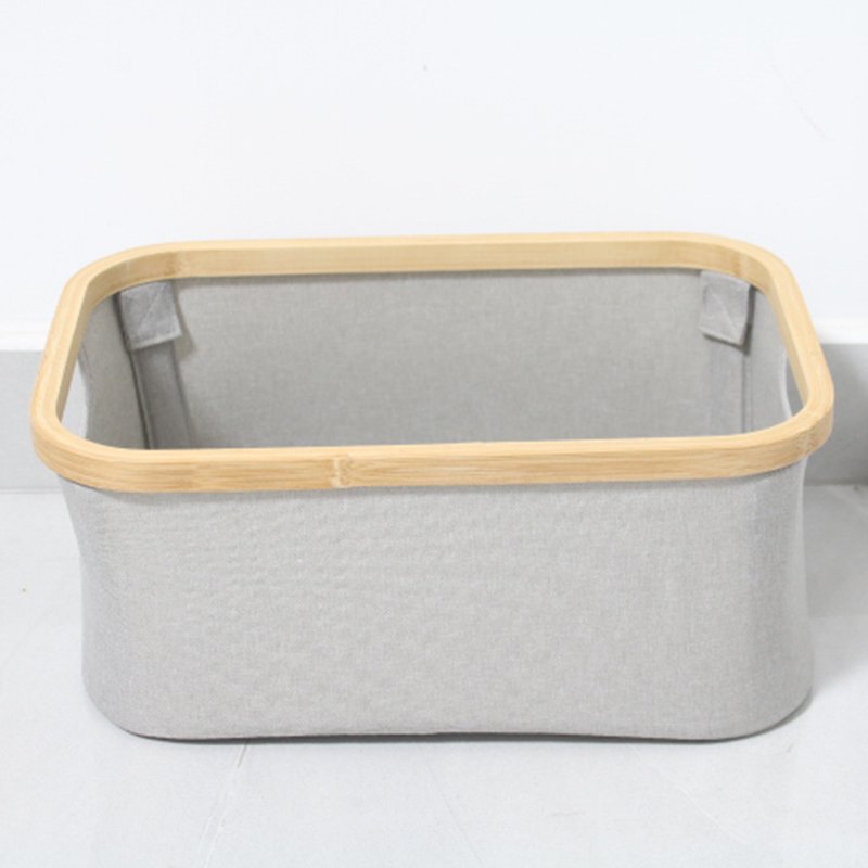 Food Storage Box Cloth Containers Folding Design Small Square Bamboo Basket With Handle