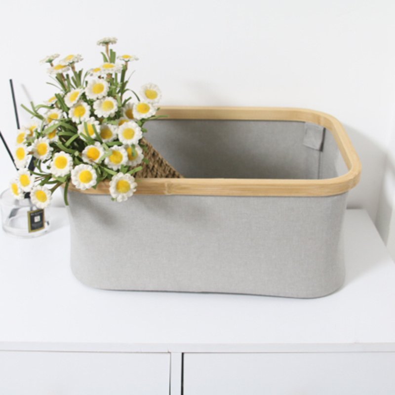 Food Storage Box Cloth Containers Folding Design Small Square Bamboo Basket With Handle