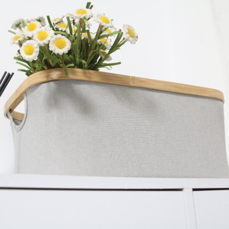 Food Storage Box Cloth Containers Folding Design Small Square Bamboo Basket With Handle