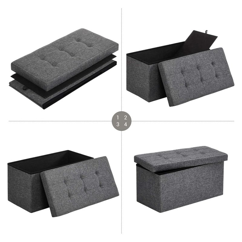30 inches folding room storage ottoman storage chest foot rest stool bedroom with storage holds up to 660 lb dark gray toy box