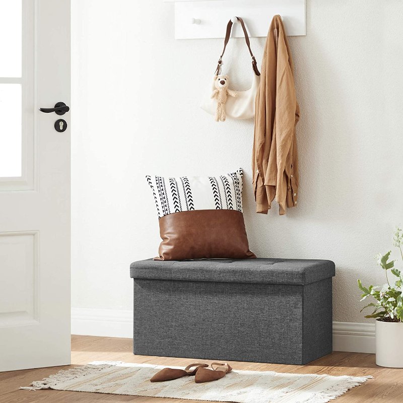 30 inches folding room storage ottoman storage chest foot rest stool bedroom with storage holds up to 660 lb dark gray toy box