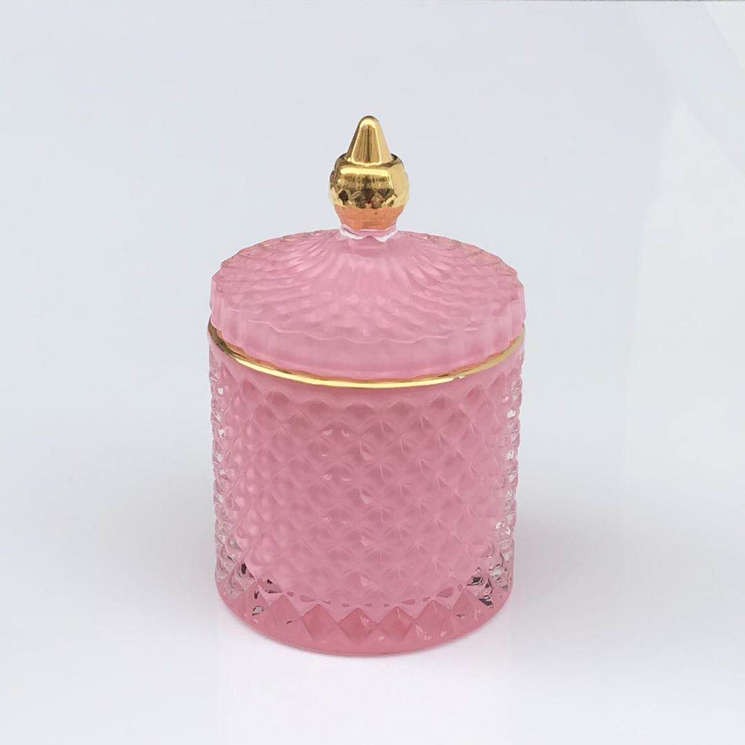 Wholesale Luxury Small Glass Jar with Plastic Lid New Design Frosted Glass Candy Storage Jar for Candle Making and Food Use