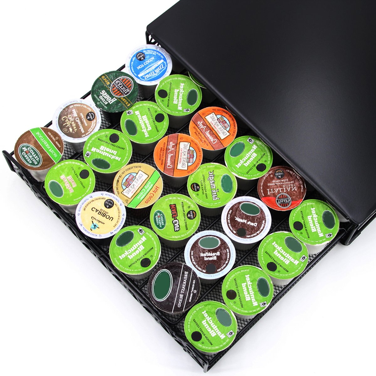 Wholesale New Product 42pcs K Cup Holder Keurig Coffee Capsule Pod Organizer Drawer Flower Hollow Storage Shelf Kitchen Use Box
