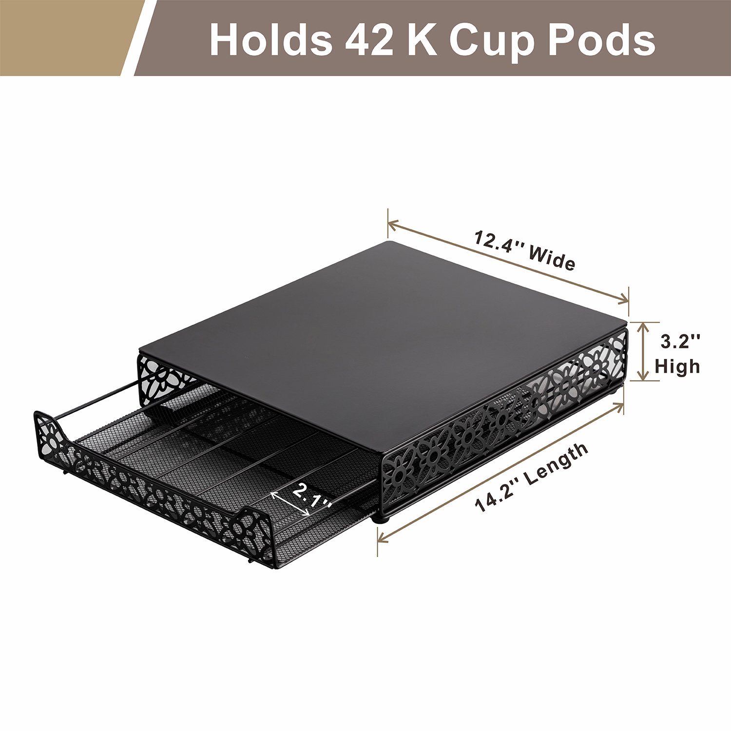 Wholesale New Product 42pcs K Cup Holder Keurig Coffee Capsule Pod Organizer Drawer Flower Hollow Storage Shelf Kitchen Use Box