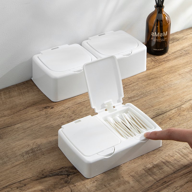 SHIMOYAMA Two Types Portable Small Parts Office Plastic Storage Box Bins White Press-to-open Dental Retainer Denture Storage Box