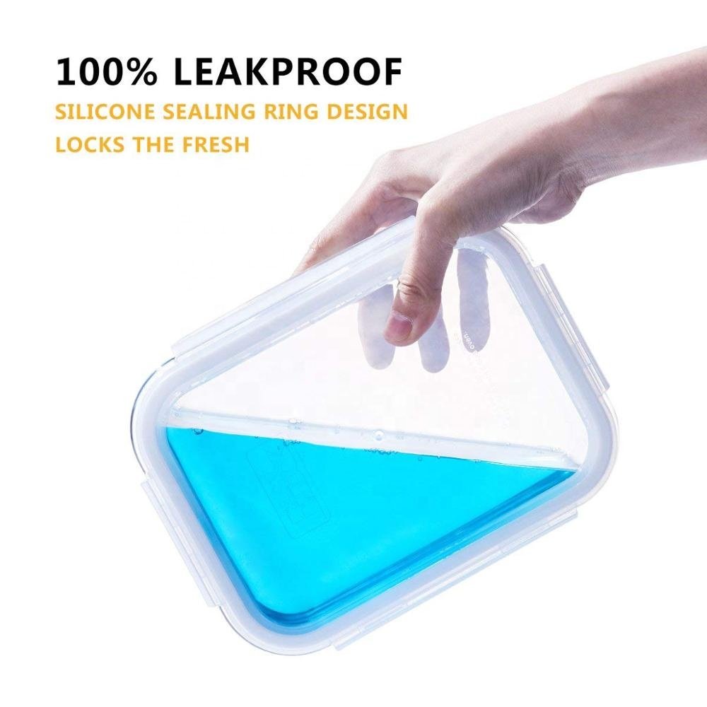 Wholesale Kitchen Microwavable Airtight High Borosilicate Lunch Box Glass For Food Storage Container Set with Locking Lid