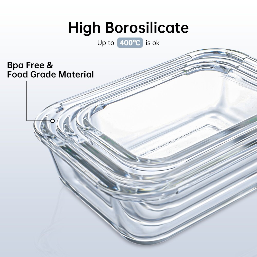 Wholesale Kitchen Microwavable Airtight High Borosilicate Lunch Box Glass For Food Storage Container Set with Locking Lid