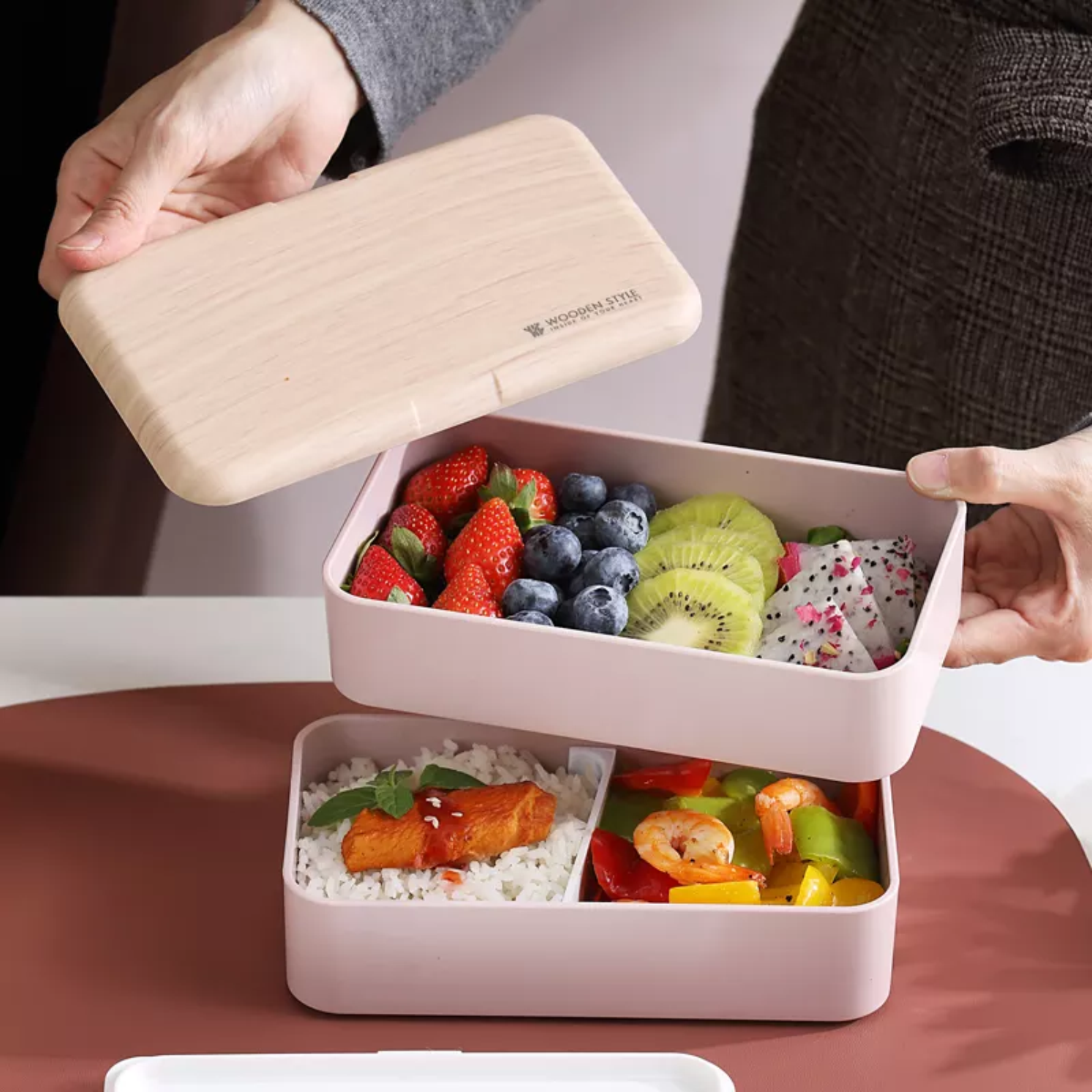 Food Storage Container 2 Tiers Bento Case with Reusable Cutlery Lunch Box for Work School Travel loncheras escolares kids