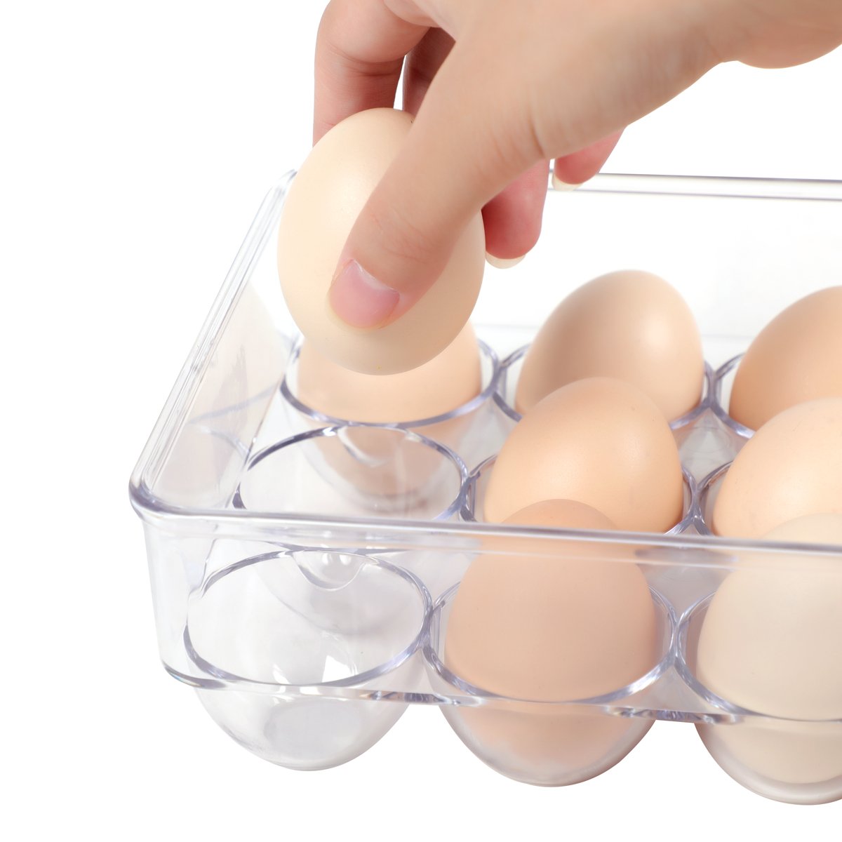 Transparent plastic 2 pcs refrigerator organizer food storage container bins egg holder with lid egg trays for eggs