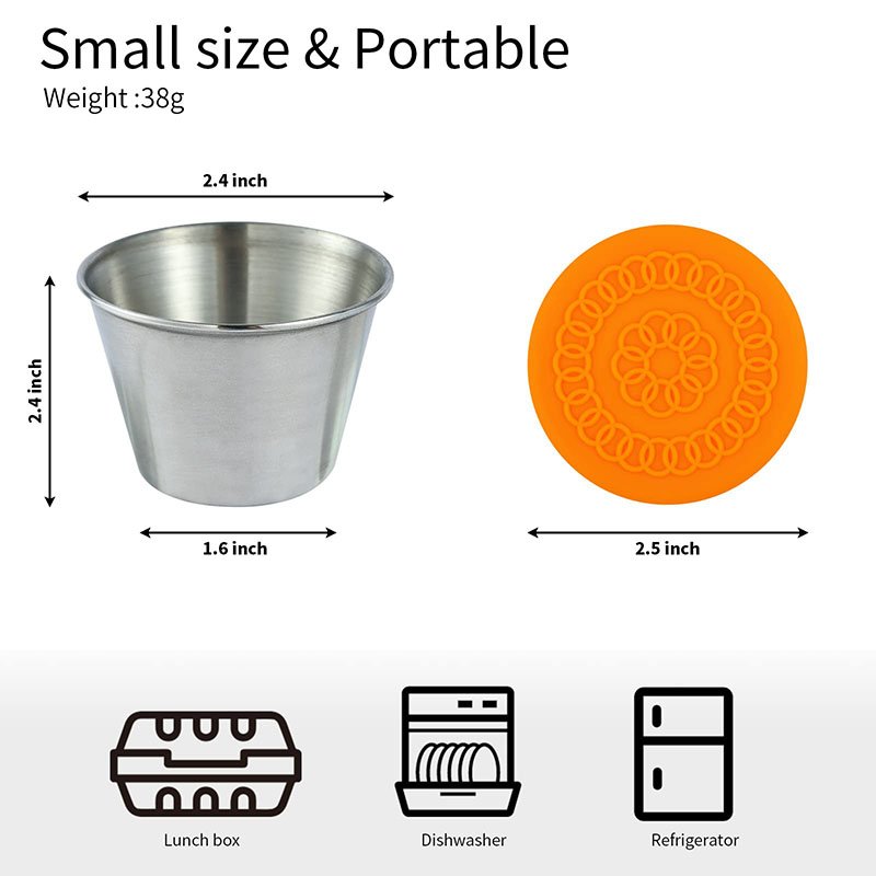Portable Salad Dressing Container Stainless Steel Sauce Container Reusable Silicone Lids Salad Dressing Container