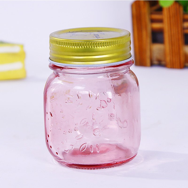 Customized Logo Round Clear Mini Food Storage 4oz 8oz 16oz Wide Mouth Glass Mason Jars With Lid