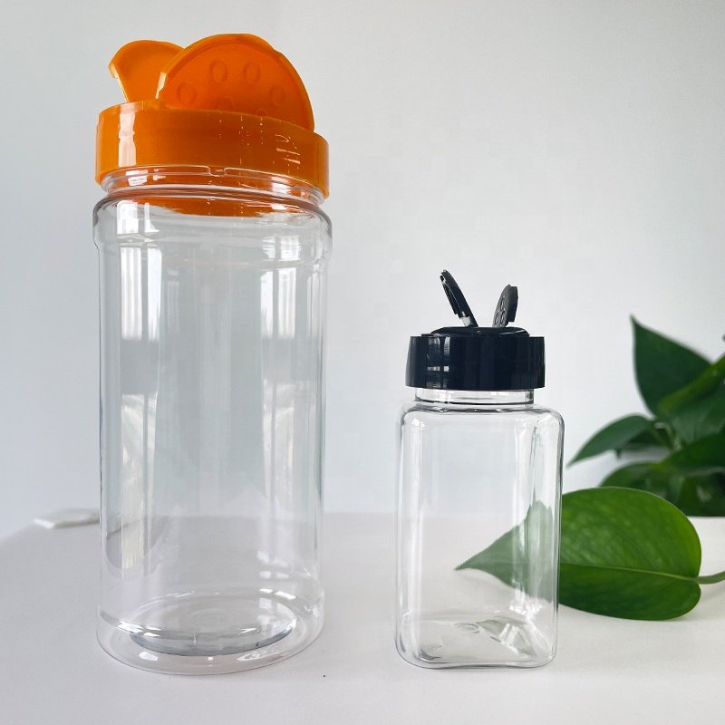 Kitchen Condiment Seasoning Square Spice Jar Pet 150ml Shaker Spice Bottle Packaging Container Set Plastic With Lids