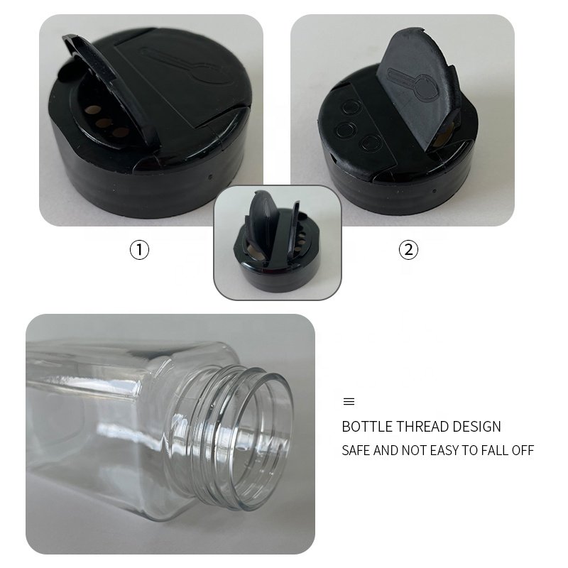 Kitchen Condiment Seasoning Square Spice Jar Pet 150ml Shaker Spice Bottle Packaging Container Set Plastic With Lids