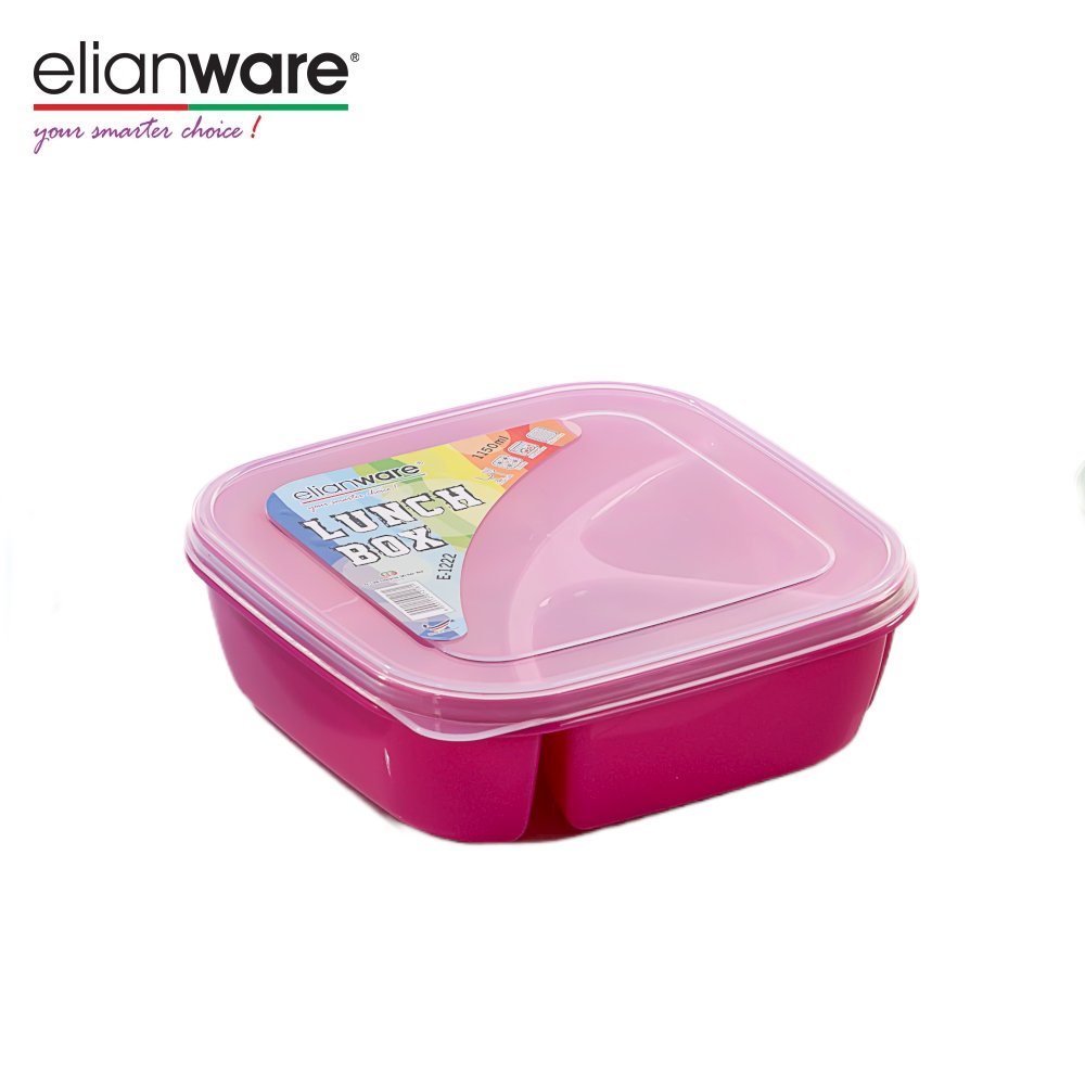 Elianware BPA Free Plastic (PP) Reheat-able Food Safe Food Container Dishwasher Safe 3 Compartment Microwavable Lunch Box