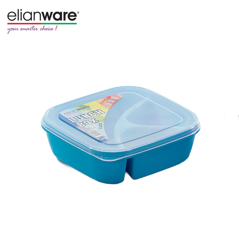 Elianware BPA Free Plastic (PP) Reheat-able Food Safe Food Container Dishwasher Safe 3 Compartment Microwavable Lunch Box