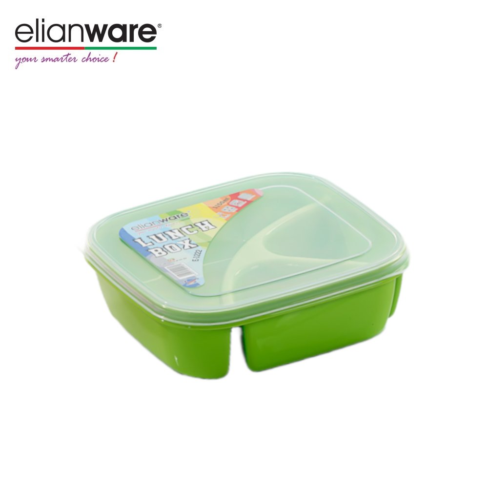 Elianware BPA Free Plastic (PP) Reheat-able Food Safe Food Container Dishwasher Safe 3 Compartment Microwavable Lunch Box