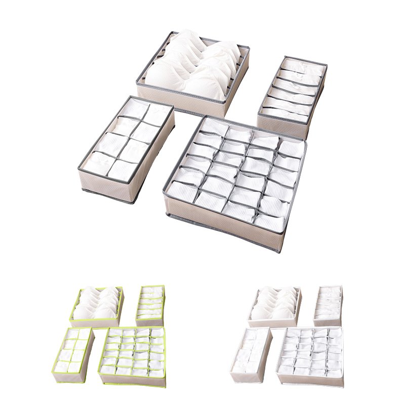 Modern Rectangle Storage Boxes & Bins PVC Clothing Organizer Mesh Material Underwear Storage Box Six Grids