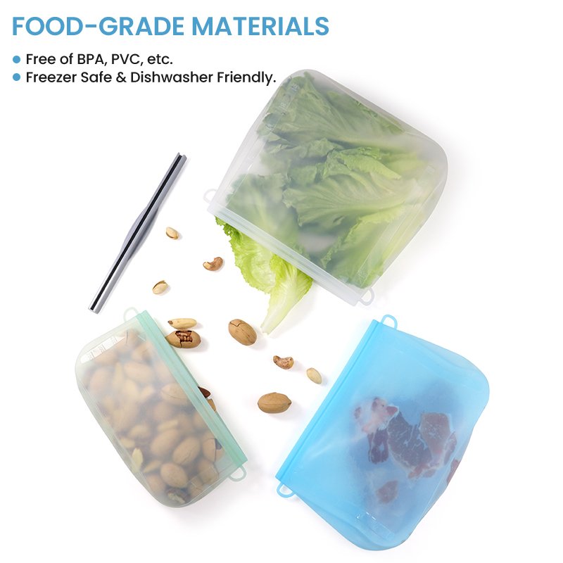Leakproof Silicone Reusable Airtight Kitchen Keep Food Preservation Storage Container Fruits Bag Reusable Silicon Freezer Bags