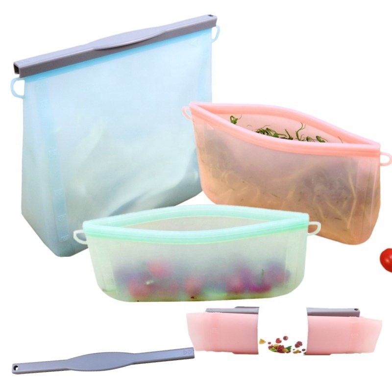 Leakproof Silicone Reusable Airtight Kitchen Keep Food Preservation Storage Container Fruits Bag Reusable Silicon Freezer Bags