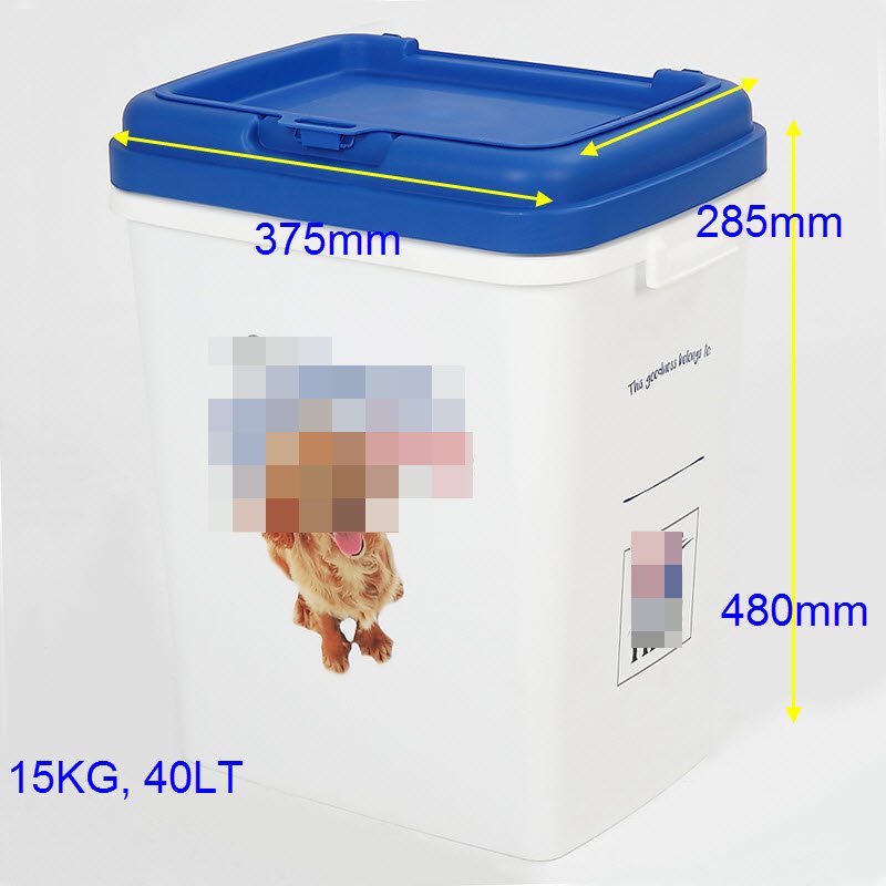 Plastic Pet Dog Food Storage Containers with Lid Airtight Sealed 15kg 40l Custom Printing Cat Dry Food Bin