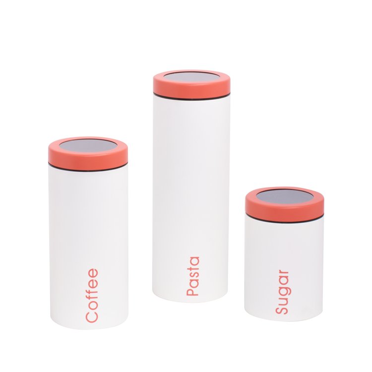 Coffee Sugar Tea Kitchen Metal Canister Promotional Food Grade Powder Coating With Lid Container
