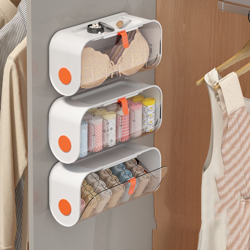 Wall Mounted Panties Socks Storage Drawer Multi Grid Sorting Storage Box Underwear Organizer Wardrobe