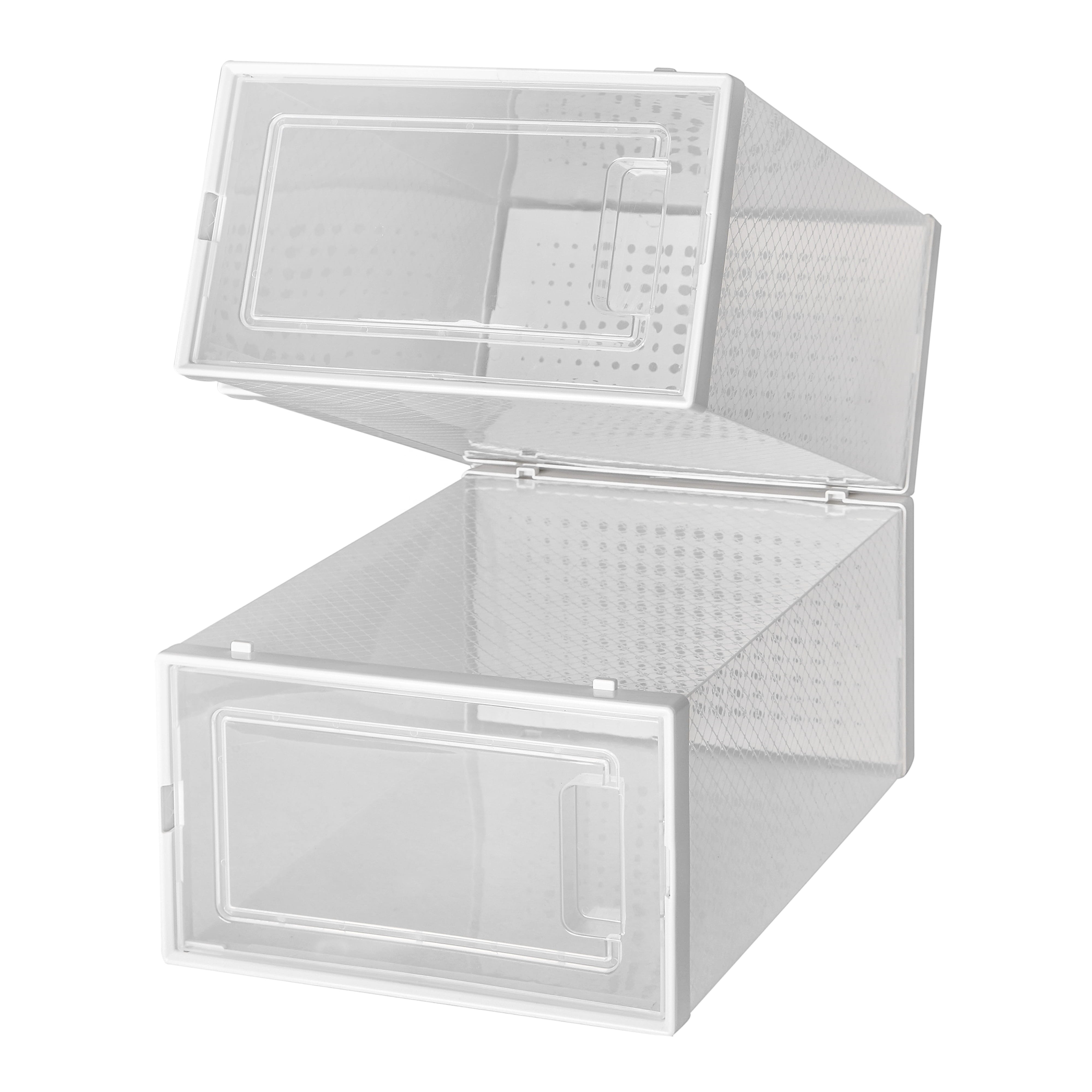 Plastic Shoe Box 12 pack large size Easy Assembly plastic clear shoe storage box bins Sneaker Case