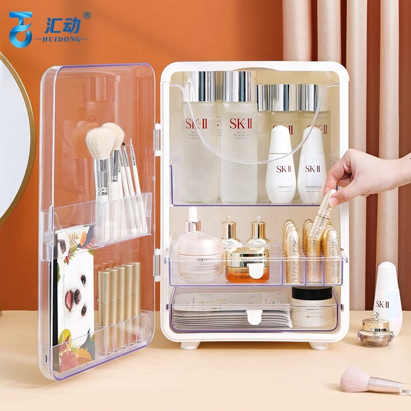 desktop multifunctional jewelry cabinet household transparent skincare product dustproof drawer cosmetics brush storage box