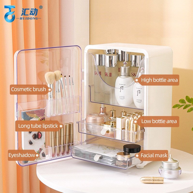 desktop multifunctional jewelry cabinet household transparent skincare product dustproof drawer cosmetics brush storage box
