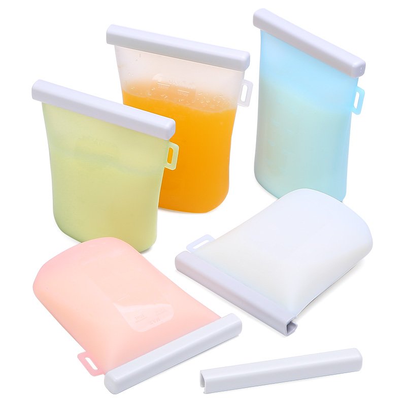 Wholesale Eco Friendly Zip Lock Waterproof Reusable Breastmilk Bags Collapsible Silicone Food Storage Bag