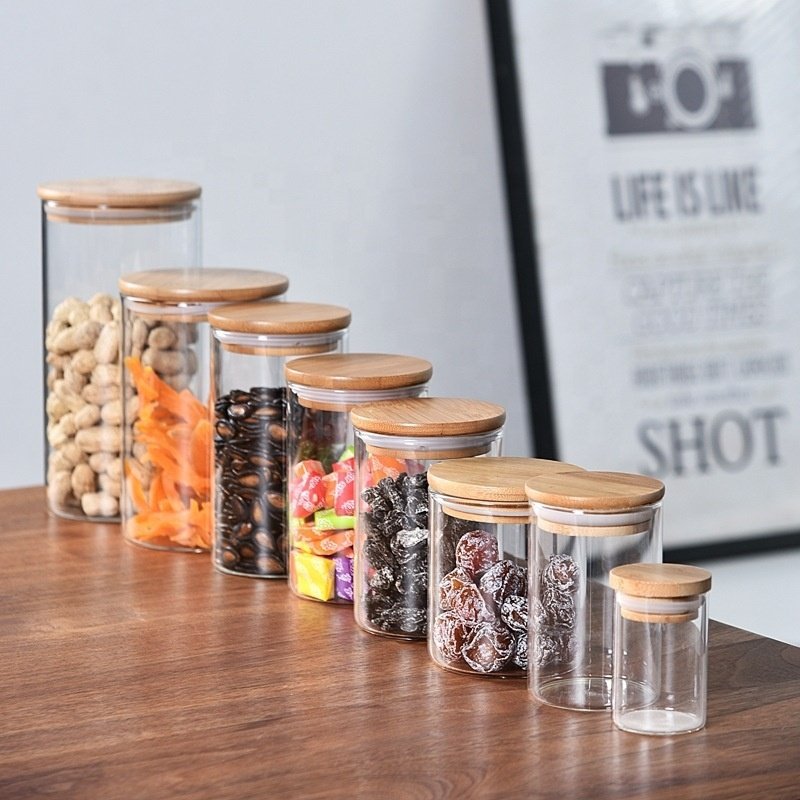 Wholesale custom clear borosilicate glass food storage containers with lids