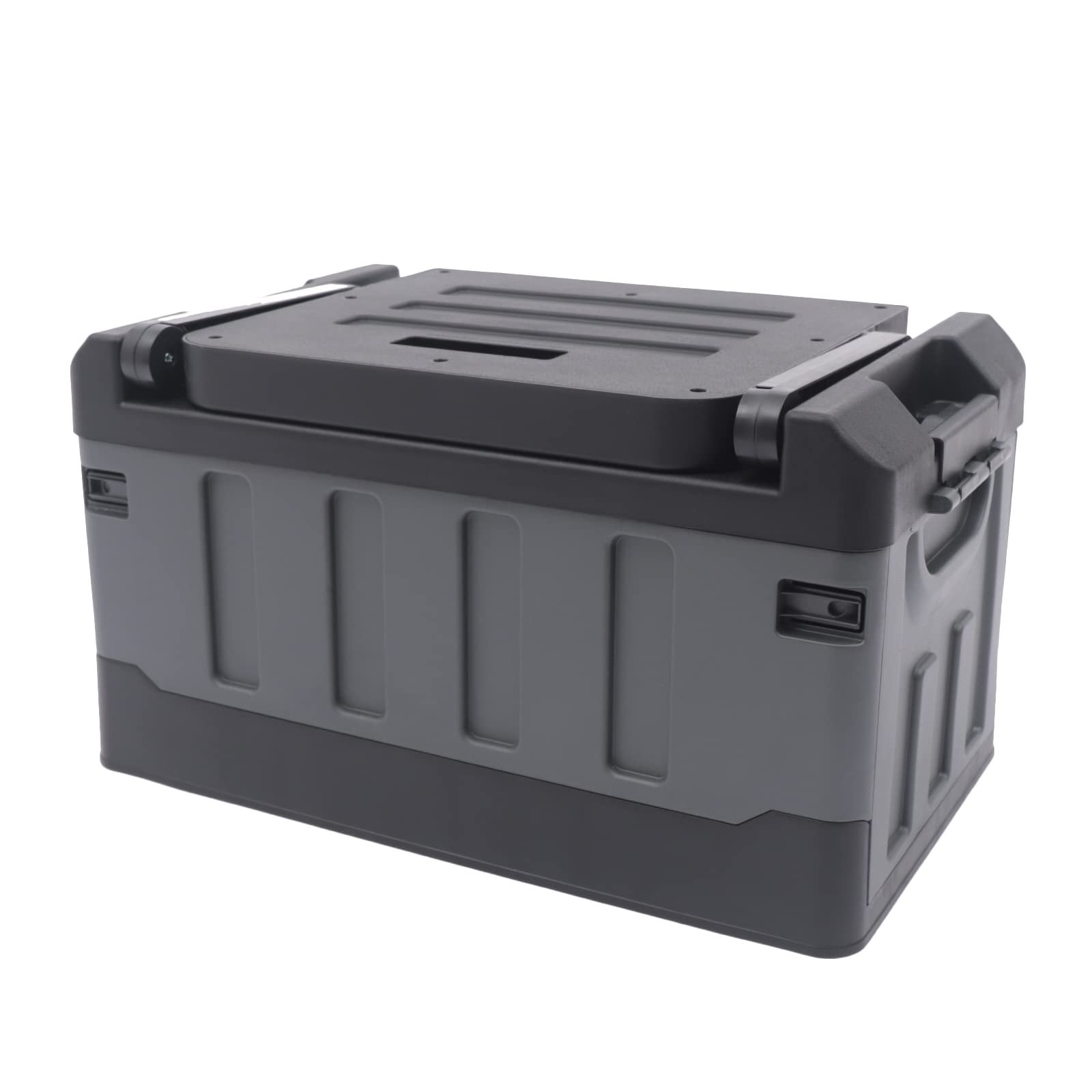 Factory custom outdoor plastic camping folding bin crate with seat back plastic car storage box for finishing box organizers