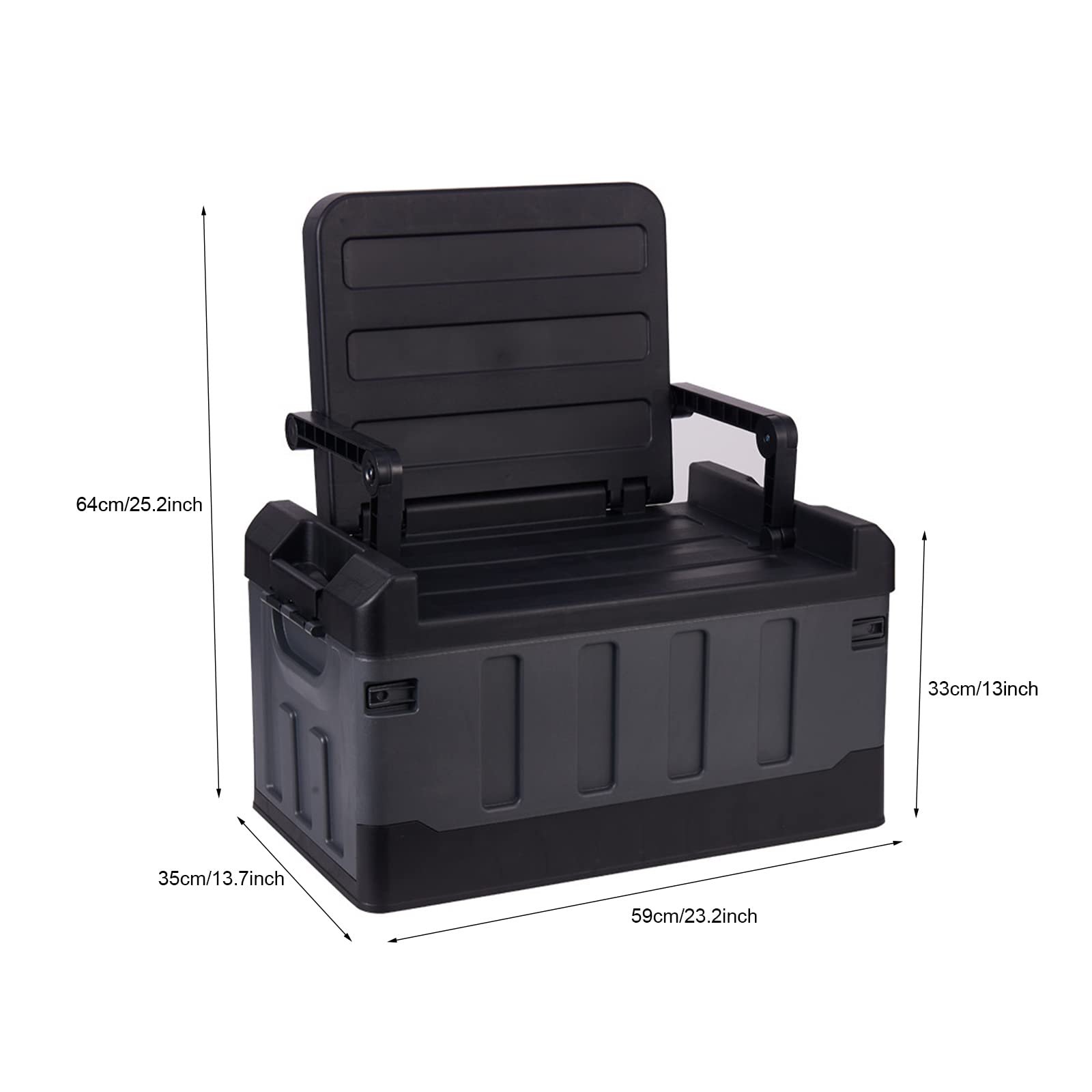 Factory custom outdoor plastic camping folding bin crate with seat back plastic car storage box for finishing box organizers