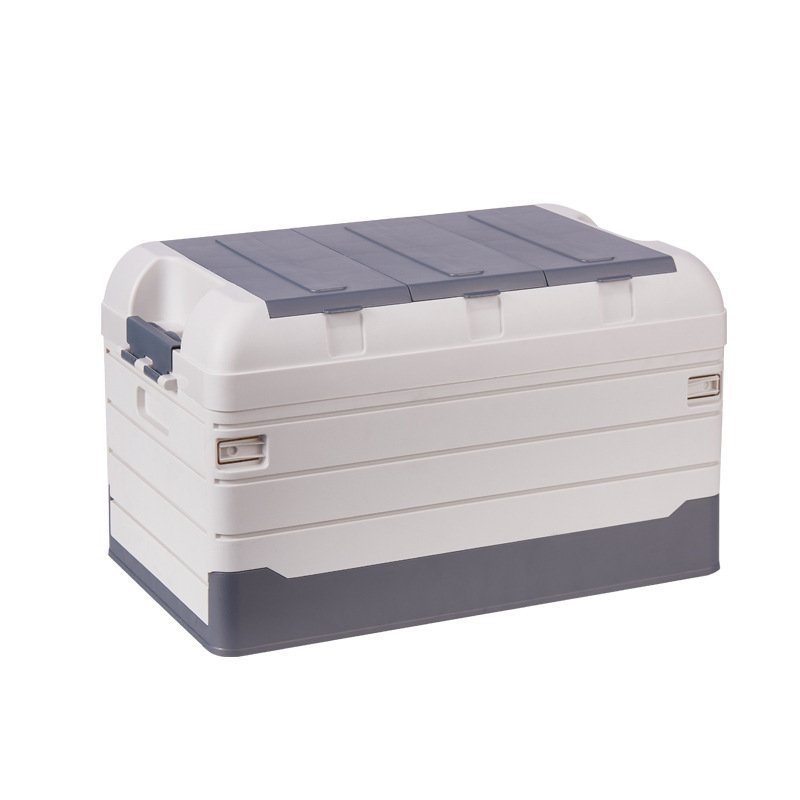 Factory custom outdoor plastic camping folding bin crate with seat back plastic car storage box for finishing box organizers
