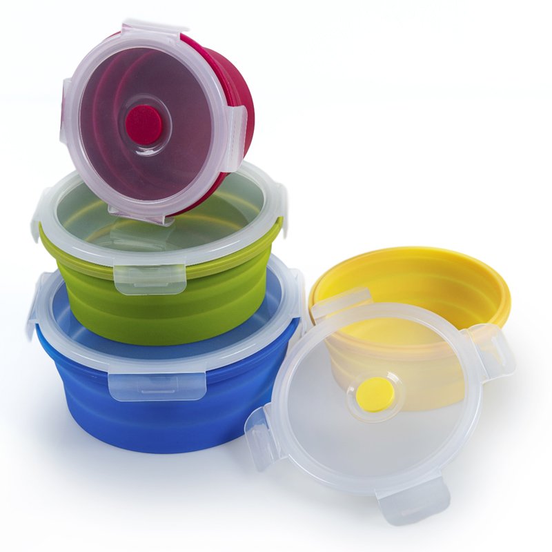 Collapsible Containers Silicone Folding Food Storage Kitchen Silicone Lunch Box