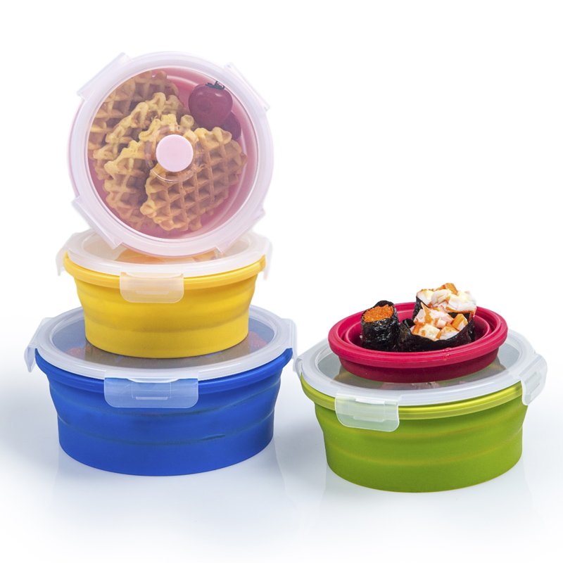 Collapsible Containers Silicone Folding Food Storage Kitchen Silicone Lunch Box