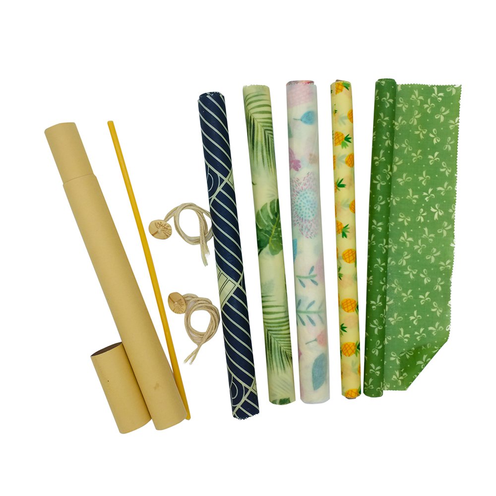 Organic Reusable Cotton Beeswax Food Wrap Roll Sustainable & Biodegradable Natural Alternative to Plastic Bags Food Storage