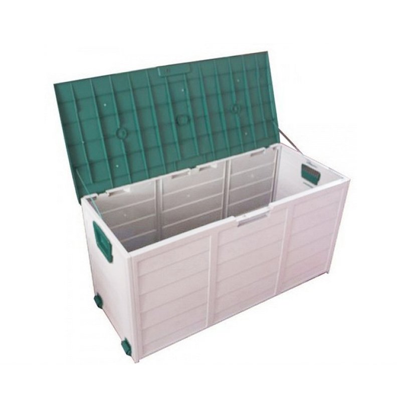 Outdoor Waterproof Resistant Lockable Storage Box Gallon Deck Box Rods Large Resin Storage Bin for Garden Tools