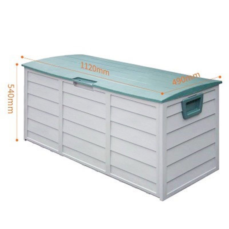 Outdoor Waterproof Resistant Lockable Storage Box Gallon Deck Box Rods Large Resin Storage Bin for Garden Tools