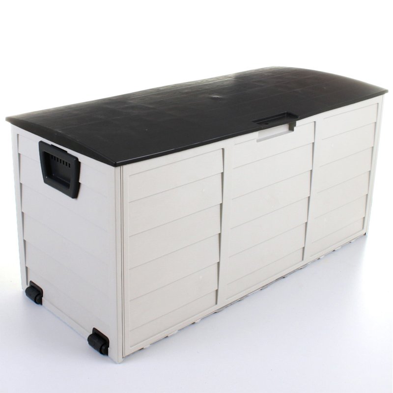 Outdoor Waterproof Resistant Lockable Storage Box Gallon Deck Box Rods Large Resin Storage Bin for Garden Tools