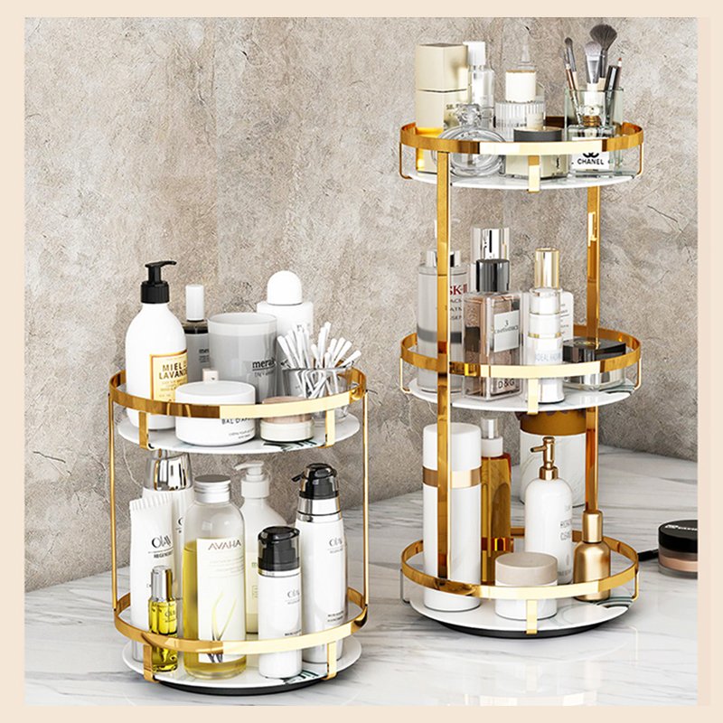 360 Rotating Cosmetic Storage Box with Lipstick Holder High Quality Bathroom Shelf Countertop Organizer Makeup Brush Rack