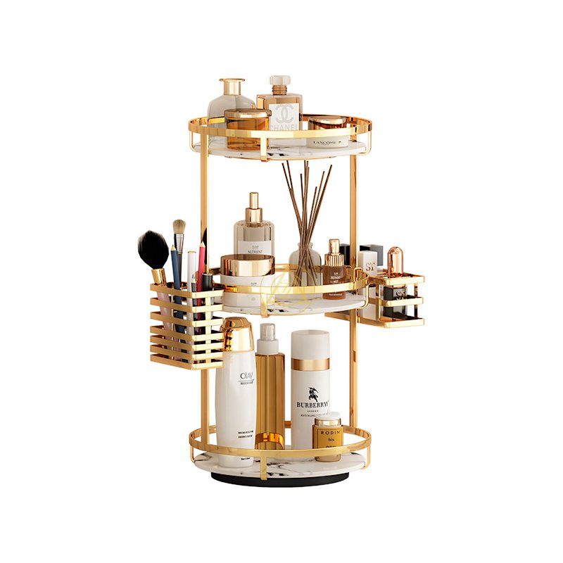360 Rotating Cosmetic Storage Box with Lipstick Holder High Quality Bathroom Shelf Countertop Organizer Makeup Brush Rack