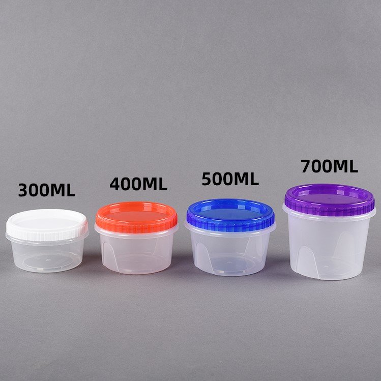 300 400 500 700ML pp plastic food storage kitchen plastic stackable storage round cookies food containers with screw on lids